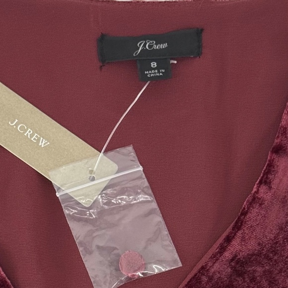 NWT J. Crew Burgundy Red Velvet Top Women's Size 8 Faux-Wrap Holiday Party - Picture 5 of 13